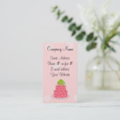 Roze Stippen Cake Visitekaartje (Staand voorkant)