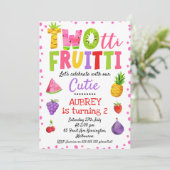 Roze Stippen Colorful Two-tti Frutti Birthday Invi Kaart (Staand voorkant)
