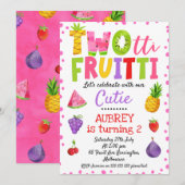 Roze Stippen Colorful Two-tti Frutti Birthday Invi Kaart (Voorkant / Achterkant)