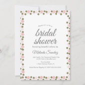 Roze Stippen Confetti Gold Border Vrijgezellenfees Kaart (Voorkant)