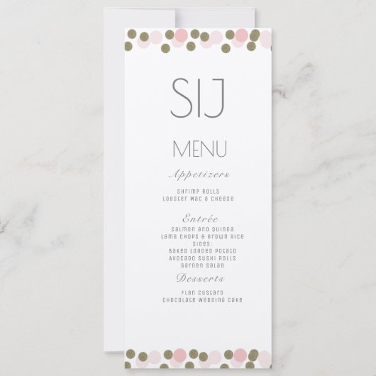 Roze Stippen Confetti Gouden Trouw Kraft Menu (Voorkant)