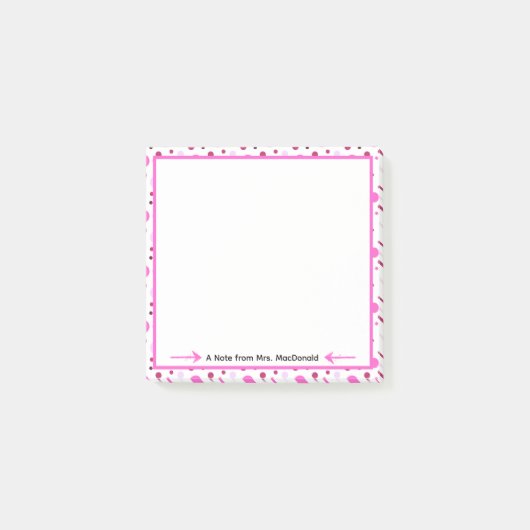 Roze Stippen Docenten Waarderingsgeschenk Post-it® Notes (Voorkant)