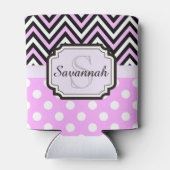 Roze Stippen en Chevrons Blikjeskoeler (Achterkant)