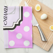 Roze Stippen en Chevrons Theedoek (Quarter Fold)