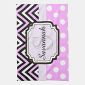 Roze Stippen en Chevrons Theedoek (Verticaal)