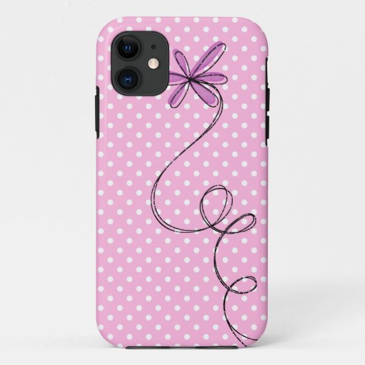 Roze Stippen en Daisy Case-Mate iPhone Case (Achterkant)