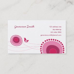 Roze Stippen en Happy Bird Fun Profile Card / Visitekaartje