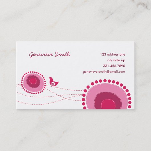 Roze Stippen en Happy Bird Fun Profile Card / Visitekaartje (Voorkant)
