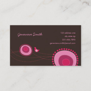 Roze Stippen en Happy Bird Fun Profile Card / Visitekaartje