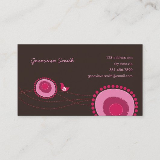 Roze Stippen en Happy Bird Fun Profile Card / Visitekaartje (Voorkant)