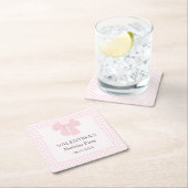 Roze stippen en roze strik meisjes verjaardag kartonnen onderzetters (Insitu)