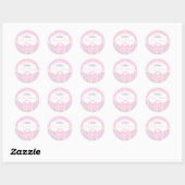 Roze Stippen en Stripes-Baby shower Ronde Sticker (Vel)