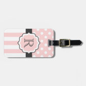 Roze Stippen en stripes Patroon Bagagelabel (Voorkant horizontaal)