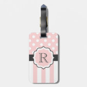Roze Stippen en stripes Patroon Bagagelabel (Achterkant verticaal)