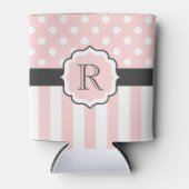 Roze Stippen en stripes Patroon Blikjeskoeler (Voorkant)