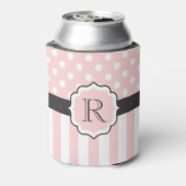 Roze Stippen en stripes Patroon Blikjeskoeler (Blikje Achterkant)