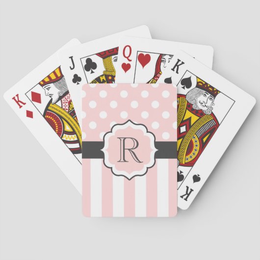 Roze Stippen en stripes Patroon Pokerkaarten (Achterkant)