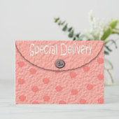 Roze Stippen Envelope Girls Baby Shower-uitvinding Kaart (Staand voorkant)