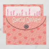 Roze Stippen Envelope Girls Baby Shower-uitvinding Kaart (Voorkant / Achterkant)