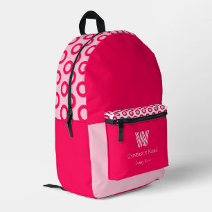 Roze Stippen Fantasy Student Monogram Bedrukte Rugzak