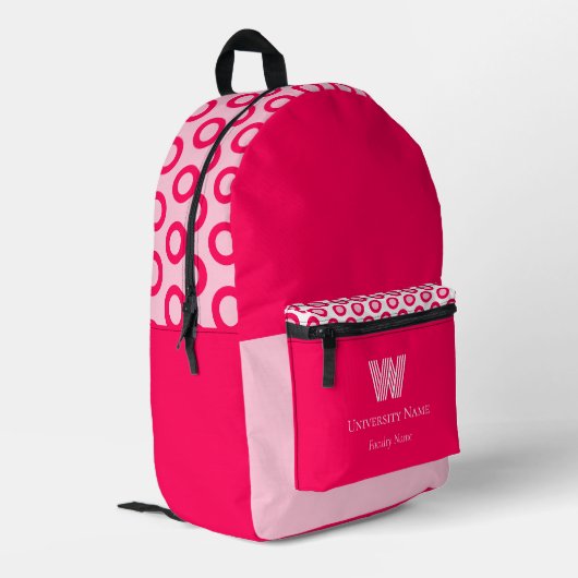 Roze Stippen Fantasy Student Monogram Bedrukte Rugzak (Achterkant Hoek Links)