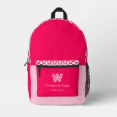 Roze Stippen Fantasy Student Monogram Bedrukte Rugzak (Voorkant)
