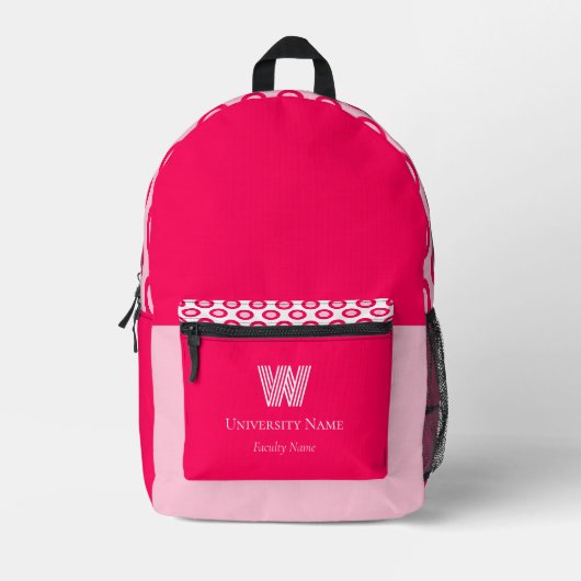 Roze Stippen Fantasy Student Monogram Bedrukte Rugzak (Voorkant)