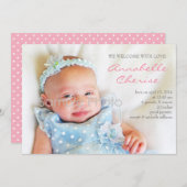 Roze Stippen Fotoaankondiging Aankondiging (Voorkant / Achterkant)