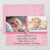 roze Stippen geboorteaankondigingen Aankondiging (Voorkant / Achterkant)