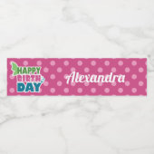 Roze stippen gepersonaliseerd waterflesetiket waterfles etiket (Enkel label)
