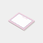 Roze Stippen & Golfplaat Frame Voeg Naam Toe Post-it® Notes (Schuin)