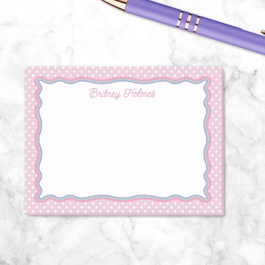 Roze Stippen & Golfplaat Frame Voeg Naam Toe Post-it® Notes