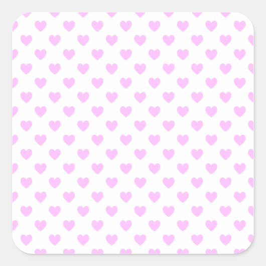 Roze Stippen Harten Vierkante Sticker (Voorkant)