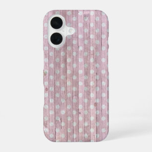 Roze Stippen Hout iPhone 16 Hoesje