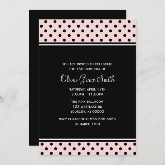 Roze Stippen Kaart (Voorkant / Achterkant)