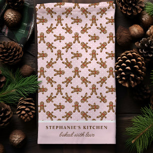Roze stippen kerstman theepol personalized kerst theedoek