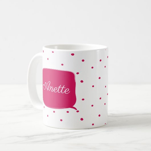  roze stippen koffiemok (Voorkant links)