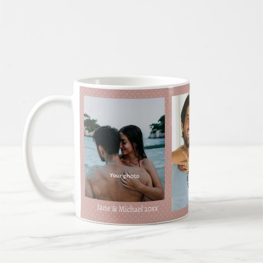 Roze Stippen Koppel Foto Roze Hartjes Mok (Links)