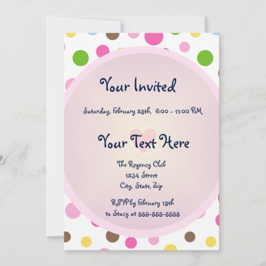 Roze Stippen met Hart Kaart (Voorkant)