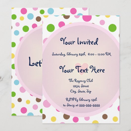 Roze Stippen met Hart Kaart (Voorkant / Achterkant)