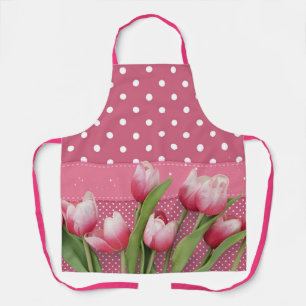 Roze Stippen met Mooie Roze Tulpen, Schort