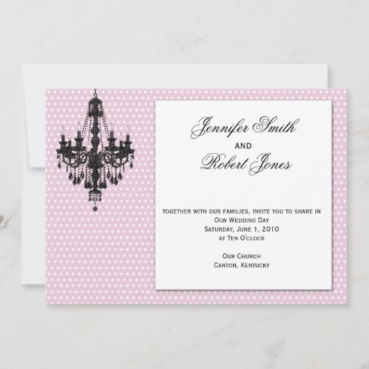 Roze Stippen met uitnodiging voor een zwarte luide (Voorkant)