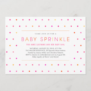Roze Stippen Modern Clean Girl Baby Sprinkle Invit Kaart