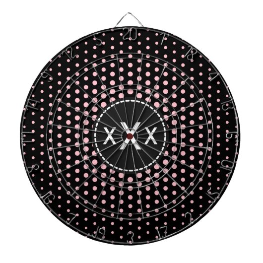 Roze Stippen Modern Monogram Dartbord (Voorkant)