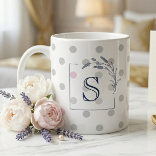 Roze Stippen Monogram Cadeau voor Haar Bruiloft Grote Koffiekop