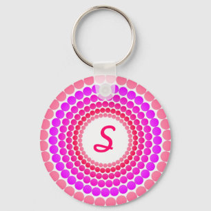 Roze Stippen Monogram Sleutelhanger