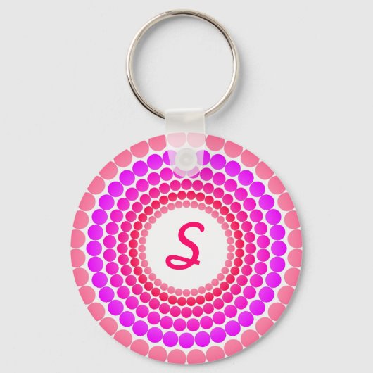 Roze Stippen Monogram Sleutelhanger (Voorkant)