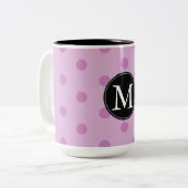 Roze Stippen Monogram Tweekleurige Koffiemok (Voorkant links)