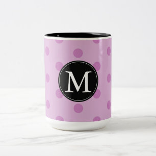 Roze Stippen Monogram Tweekleurige Koffiemok