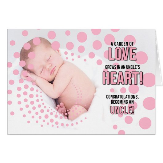 Roze Stippen Niece wordt een oom gefeliciteerd (Voorkant Horizontaal)